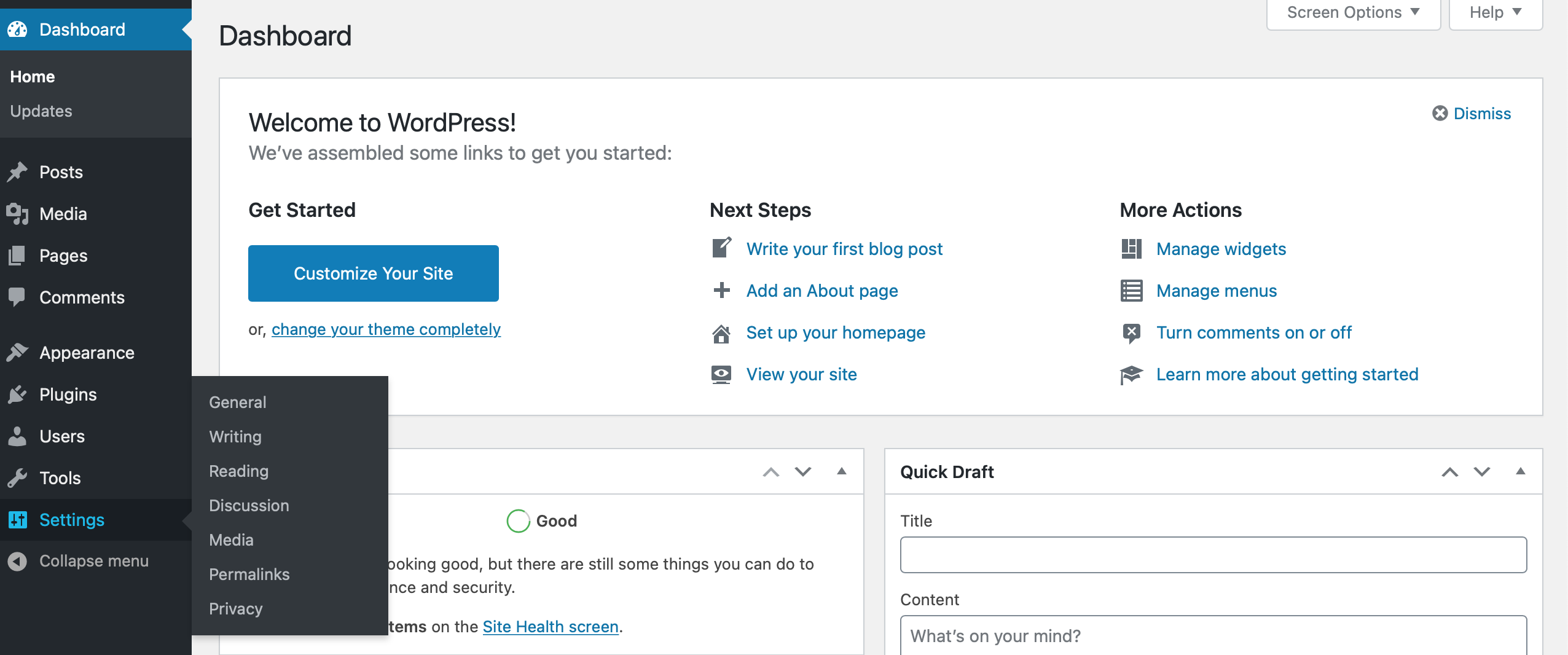 Modify Default WordPress Settings